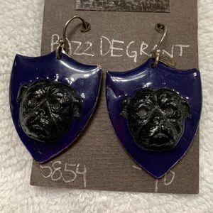 Super Chic Bazz Degrant Thea Grant Enamel Pugs Dogs Earrings